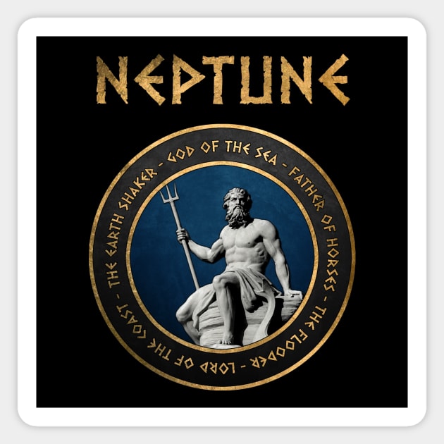 Neptune Ancient Roman Sea God Symbol Sticker by AgemaApparel